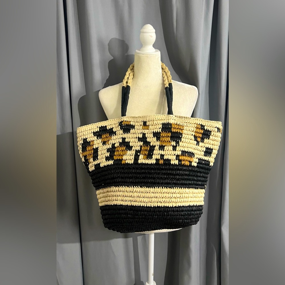 NWT Time and Tru Cheetah Woven Beach Tote